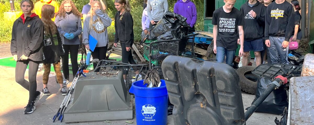 In Erie, Iroquois school students with the litter and debris they collected