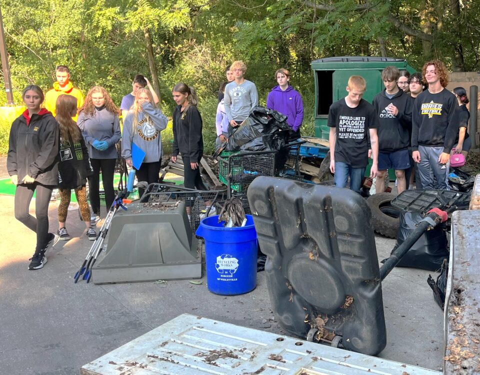 In Erie, Iroquois school students with the litter and debris they collected