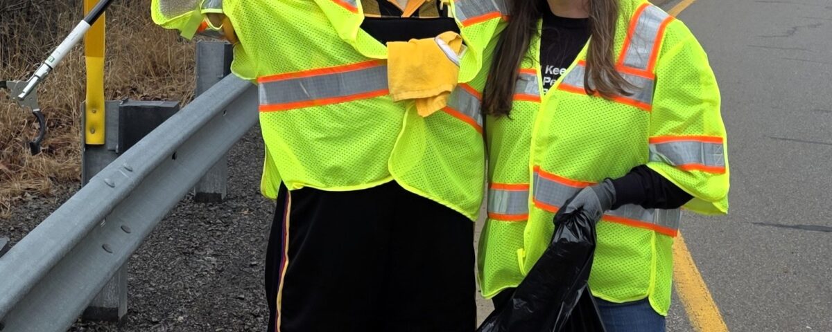 Steely McBeam and Shannon Reiter, Executive Director of Keep Pennsylvania Beautiful, teamed up to pick up litter on Greentree Road.