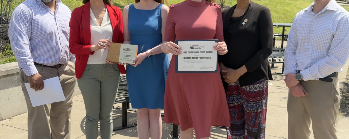 Humane Action Pennsylvania (HAP) Recognized with Keep Pennsylvania Beautiful Community Pride Award. HAP were nominated by PA Rep. Abigail Salisbury. The award was presented with remarks by Delia Lennon-Winstead, Braddock Mayor and Louis Ransom Jr., Braddock Borough Manager.