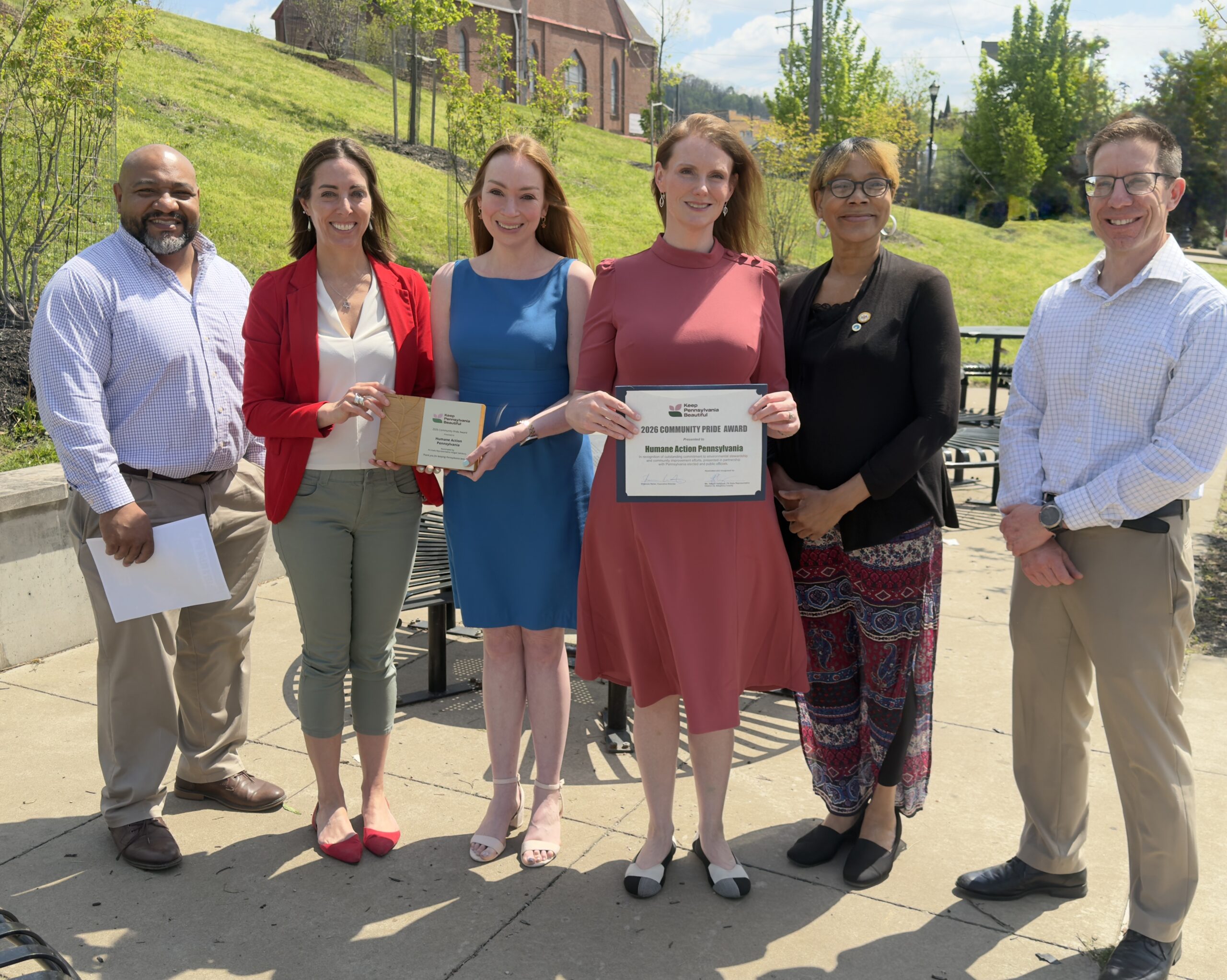 Humane Action Pennsylvania (HAP) Recognized with Keep Pennsylvania Beautiful Community Pride Award. HAP were nominated by PA Rep. Abigail Salisbury. The award was presented with remarks by Delia Lennon-Winstead, Braddock Mayor and Louis Ransom Jr., Braddock Borough Manager.