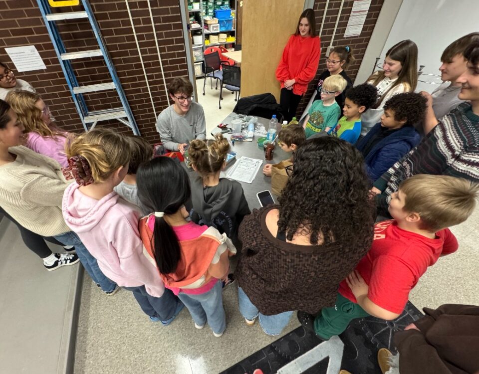 Young Ambassador, Connor Thompson, addresses the students at Wasson Elementary School.